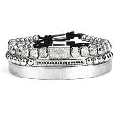 Men's Stainless Steel Bracelet with Roman Numerals