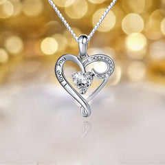 S925 Silver Heart Pendant Necklace for Mother's Day