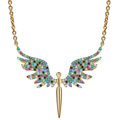 Angel Wings Color Zircon Necklace for Mother's Day