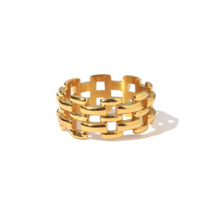 Ins Style Titanium Steel Hollow Ring - 18K Gold Women's Ring