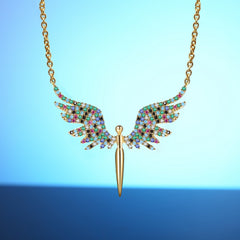 Angel Wings Color Zircon Necklace for Mother's Day