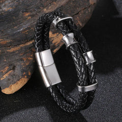Genuine Leather Braided Bracelet for Men Multilayer