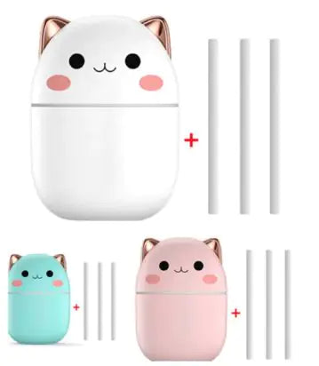 Cute Cat Air Humidifier – Ultra-Silent USB Aromatherapy & LED Cool Mist for Home, Office, Bedroom, and Car