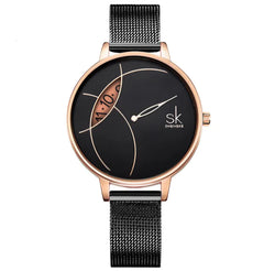 Shengke Stylish Waterproof Women's Watch with Mesh Band