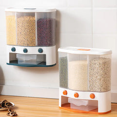 Wall-mounted Three-compartment Grain Storage Box
