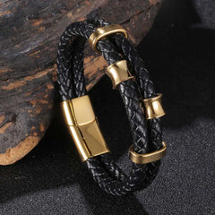 Genuine Leather Braided Bracelet for Men Multilayer
