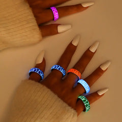 Glow Stainless Steel Ring with Irregular Zebra Pattern