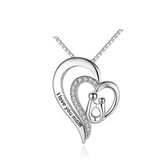 S925 Silver Minimalist Heart Necklace for Mother's Day