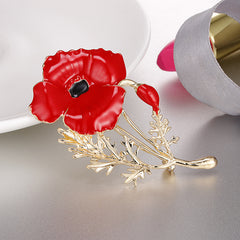 Red Carnation Oil Drop Brooch for Mother's Day