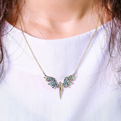 Angel Wings Color Zircon Necklace for Mother's Day