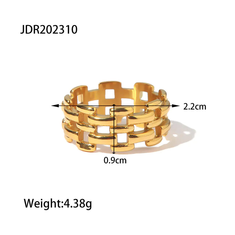 Ins Style Titanium Steel Hollow Ring - 18K Gold Women's Ring