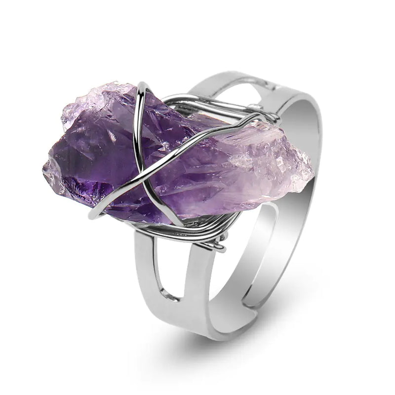 Natural Crushed Stone Crystal Ring - Personalized Design