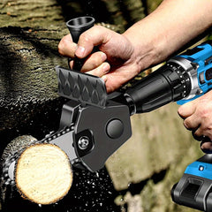 Electric Drill to Chainsaw Conversion Head for Woodworking