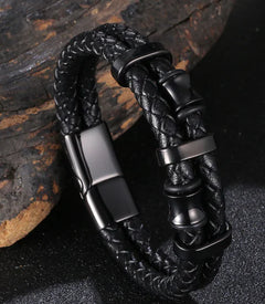 Genuine Leather Braided Bracelet for Men Multilayer